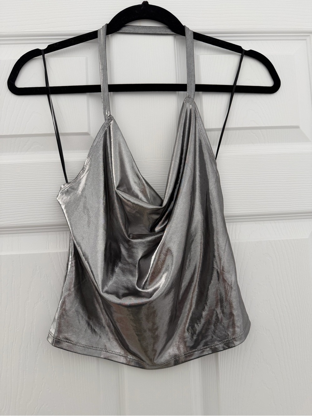 Sincerely Jules Metallic Silver Cowl Neck Tank